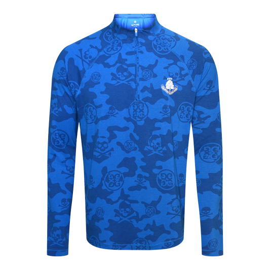 Exploded Camo Luxe 1/4 Zip - Surf Blue