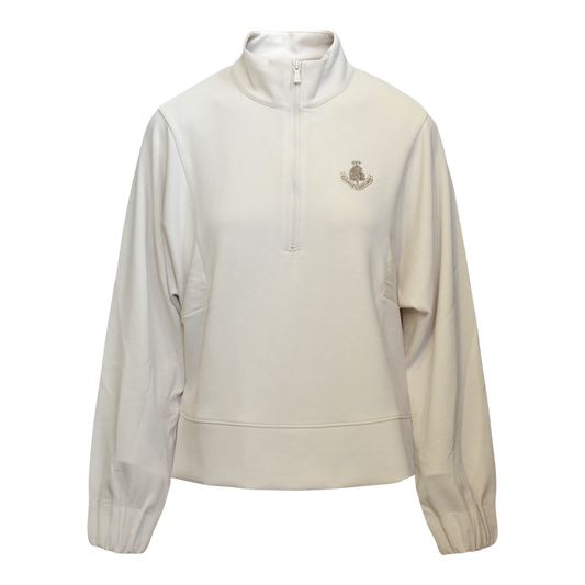 Flora Knit Melange Half Zip - Stone